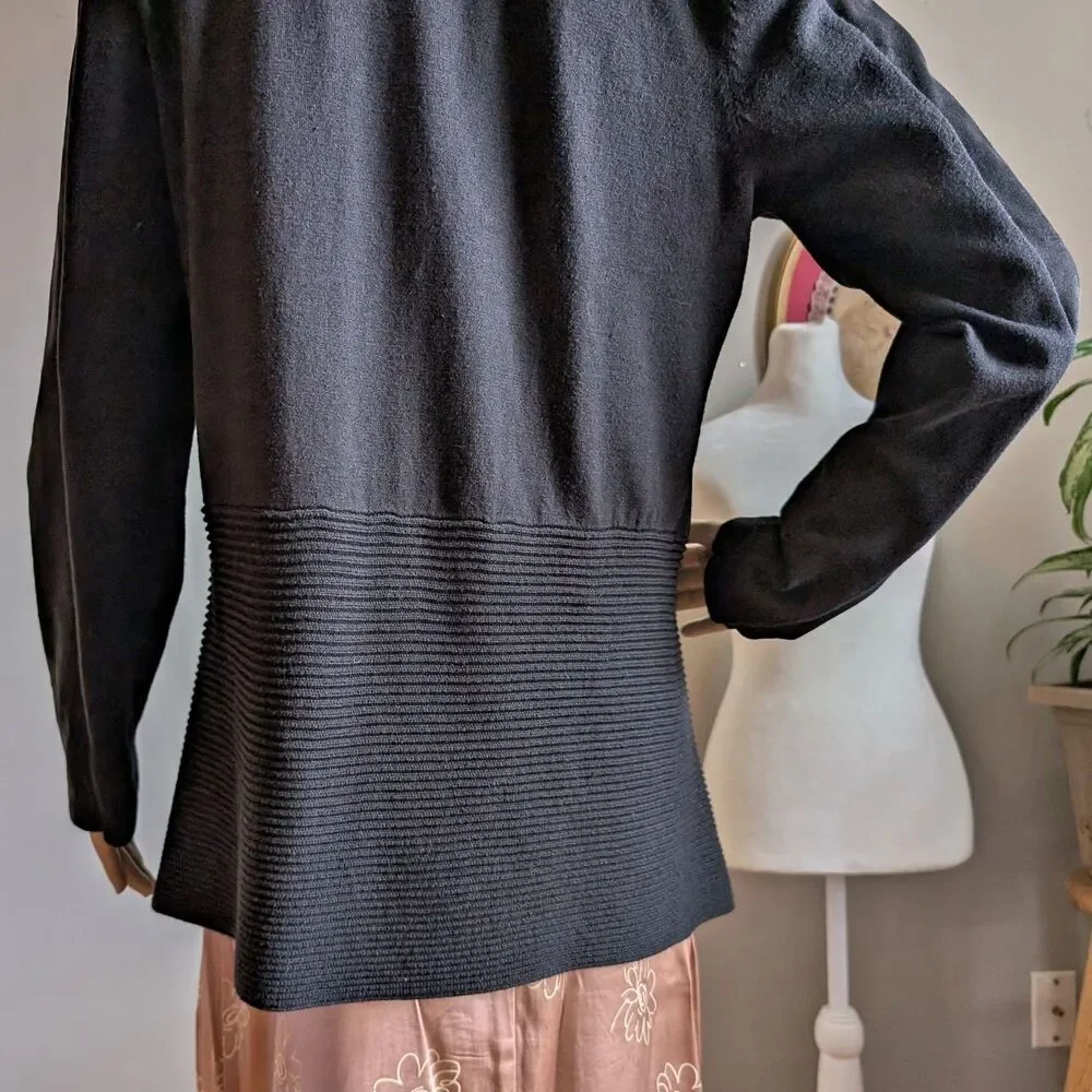 INC Knit Cardigan Sweater Faux Suede Fur Open Knit Size Large - Picture 10 of 10